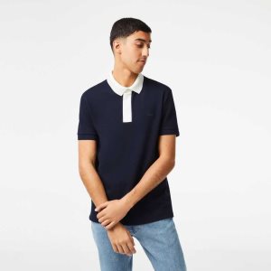 Lacoste Smart Paris with cotton Petit Pique Marineblå Blå Hvite | 7951-IYKDX