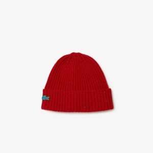 Lacoste Speckled Ull Beanie Rød | 3508-ZVMKI