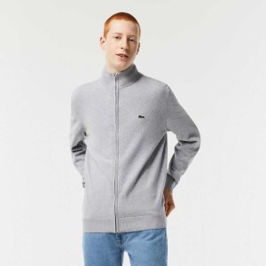 Lacoste Stand-Up Collar Organic Bomull Zippered Grå | 2913-EWDQV