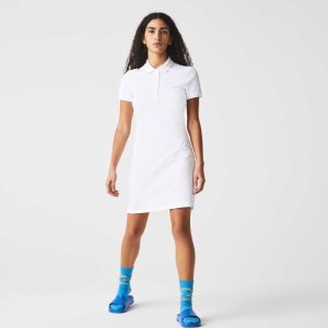 Lacoste Stretch Bomull Pique Polo Hvite | 0451-SLQIN