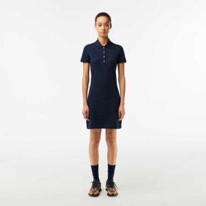 Lacoste Stretch Bomull Pique Polo Marineblå Blå | 0923-EMIFV