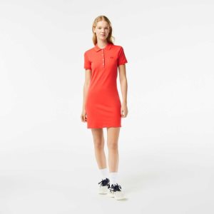 Lacoste Stretch Bomull Pique Polo Oransje | 2419-PAEKT