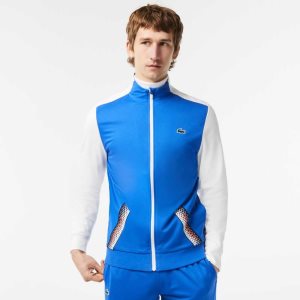 Lacoste Tennis Zipped Ripstop Sweatshirt Blå Hvite Blå | 8465-PUVOB