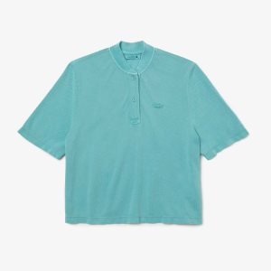 Lacoste Tunisian Neck Organic Bomull Pique Blå | 3948-HGULA