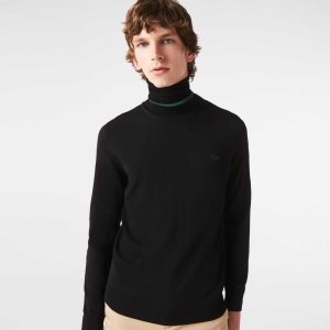 Lacoste Turtleneck Merino Ull Svarte | 9081-UHKQI