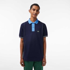 Lacoste Two-Tone Organic Bomull Marineblå Blå Blå | 8645-BWUTO