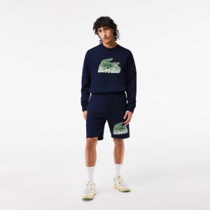 Lacoste Unbrushed Bomull Fleece Shorts Marineblå Blå | 4397-IOWUT