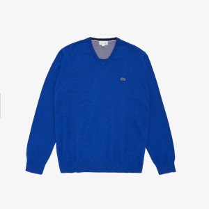 Lacoste V-neck Bomull Blå | 1975-WPZEO