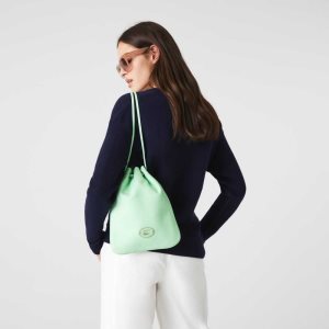 Lacoste Vertical Grained Lær Shoulder Pouch Grå | 1307-YJWZP