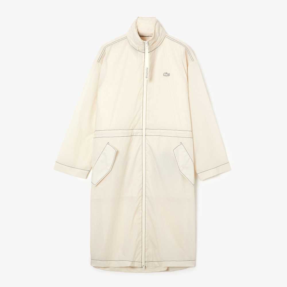 Lacoste 2-in-1 Vann-Repellent Hette Parka Hvite | 5876-KFDSL