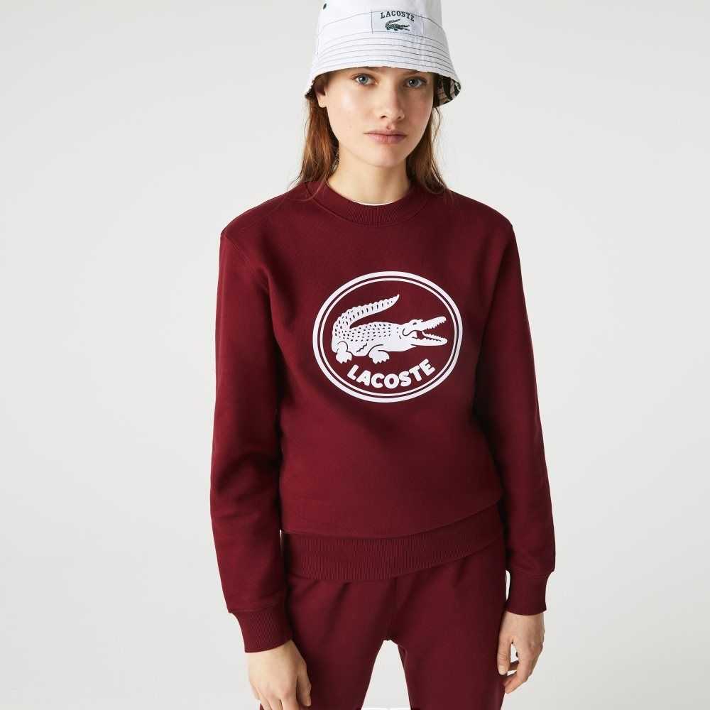 Lacoste 3D Logo Organic Bomull Fleece Burgunder | 9167-CEMOA