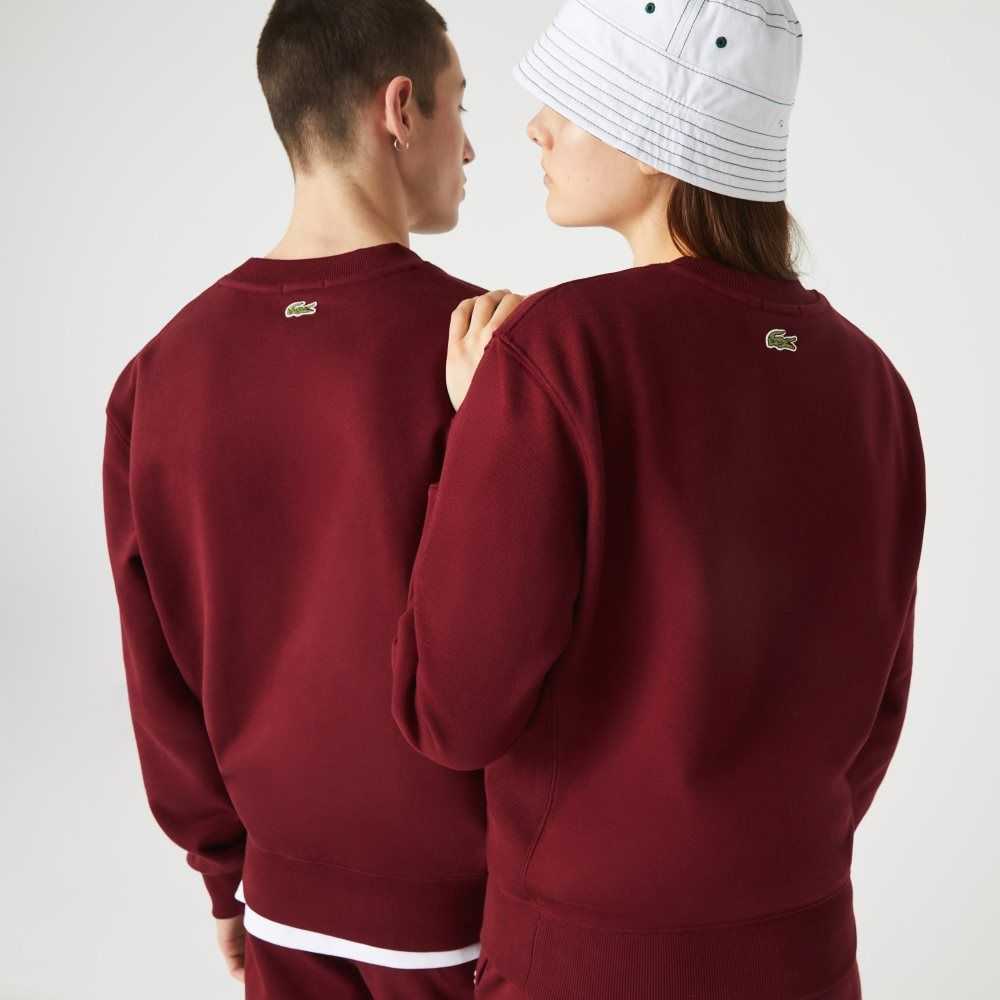 Lacoste 3D Logo Organic Bomull Fleece Burgunder | 9167-CEMOA