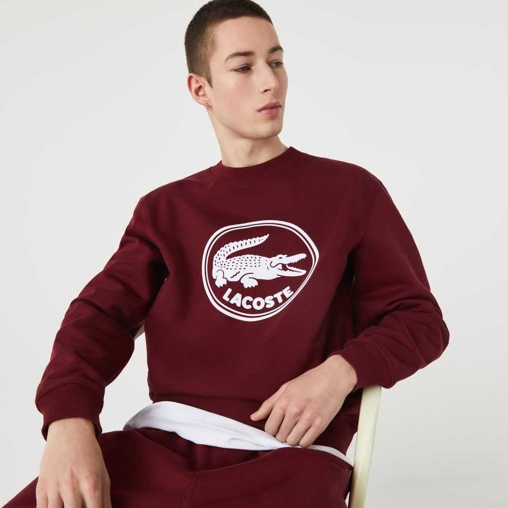 Lacoste 3D Logo Organic Bomull Fleece Burgunder | 9167-CEMOA