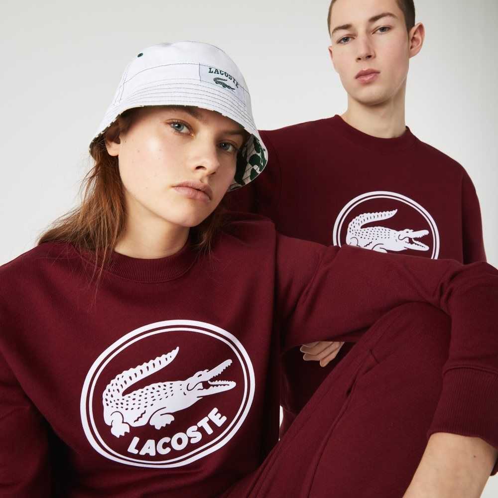 Lacoste 3D Logo Organic Bomull Fleece Burgunder | 9167-CEMOA