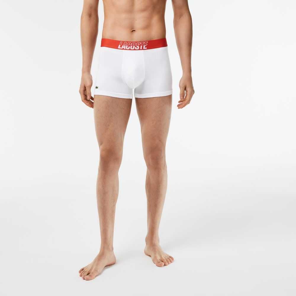 Lacoste 3-Pack Stretch Bomull Printed Trunks Oransje Grå Hvite | 3617-AZIVE