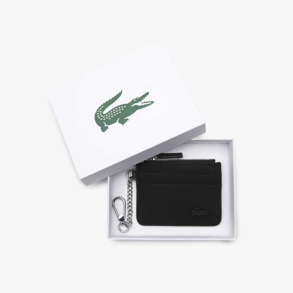 Lacoste 4 Slot Zipped Card Holder Svarte | 7609-DPOFR