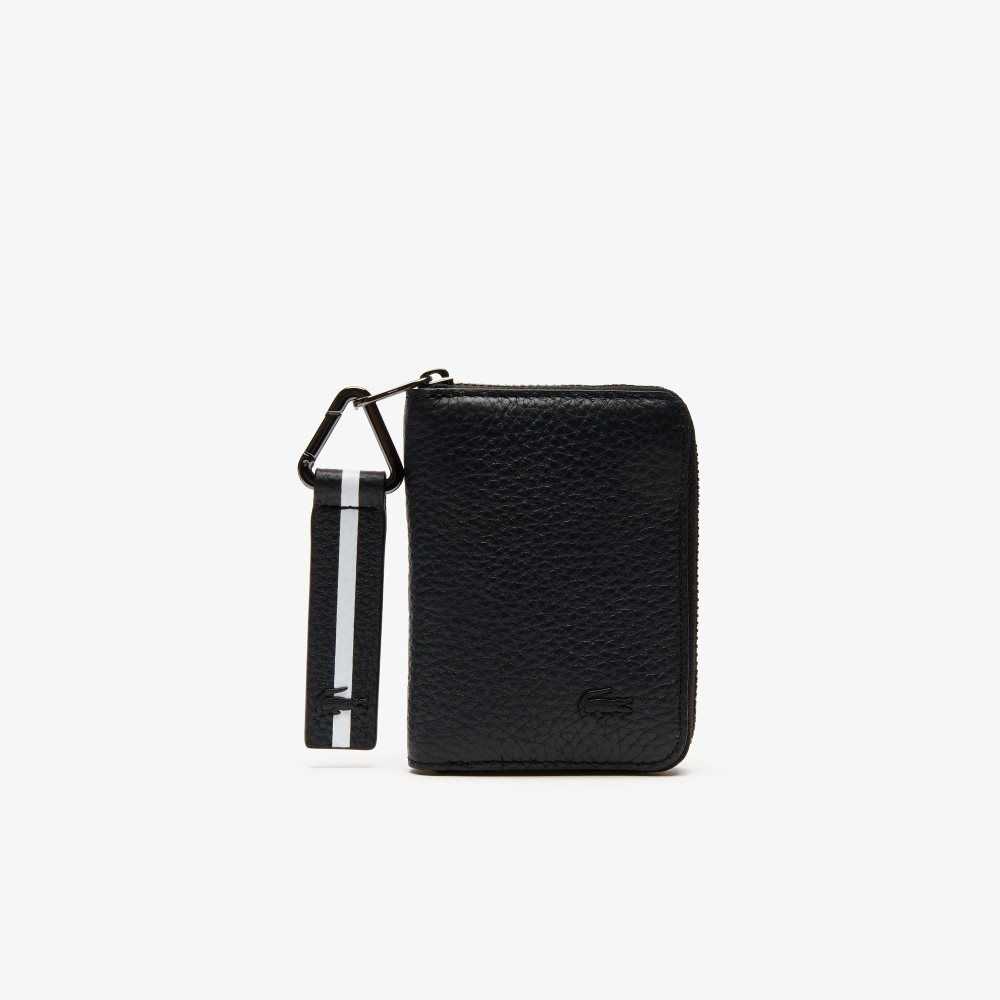 Lacoste Altitude Stripete Zip Pull Grained Lær Wallet Mørke Blå | 1390-UOYSI