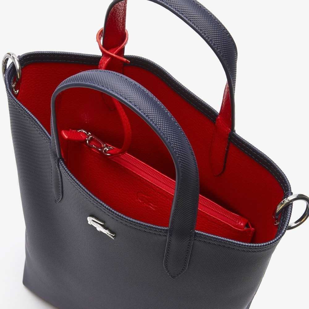 Lacoste Anna Reversible Coated Canvas Tote Bag Blå Mørke Rød | 1732-FRWHJ