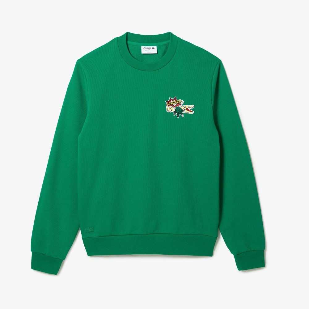 Lacoste Badge Organic Bomull Grønn | 4718-GUWQN