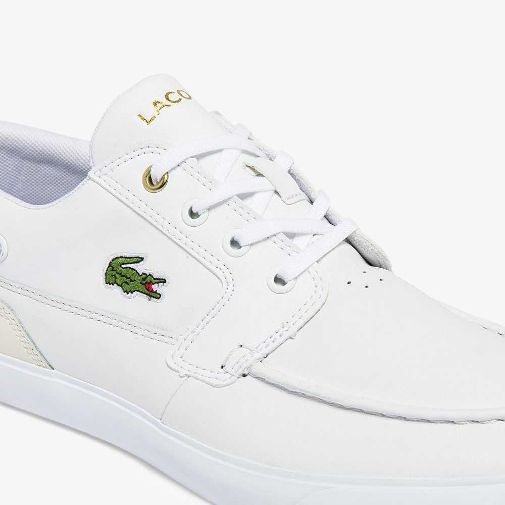 Lacoste Bayliss Deck Lær Båt Hvite Hvite | 9270-UHDFX