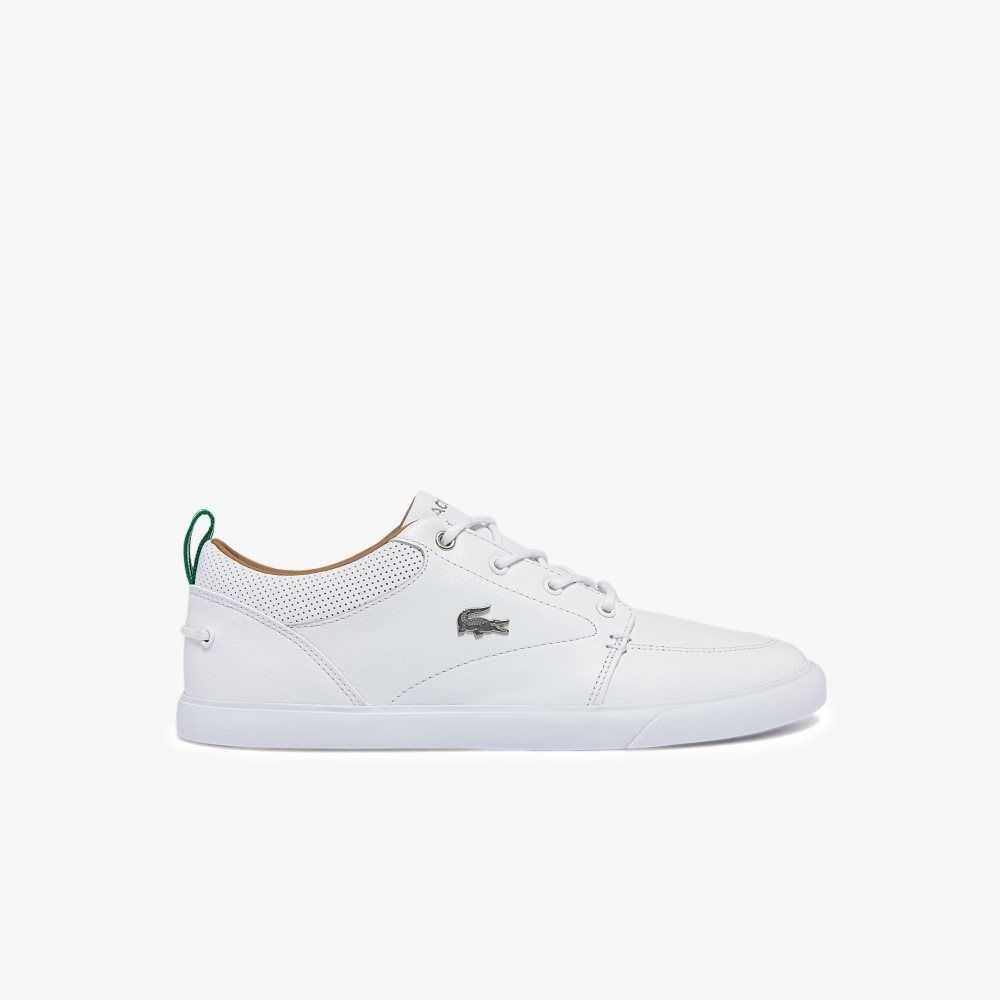 Lacoste Bayliss Lær Perforated Collar Hvite Hvite | 7210-LEQAZ