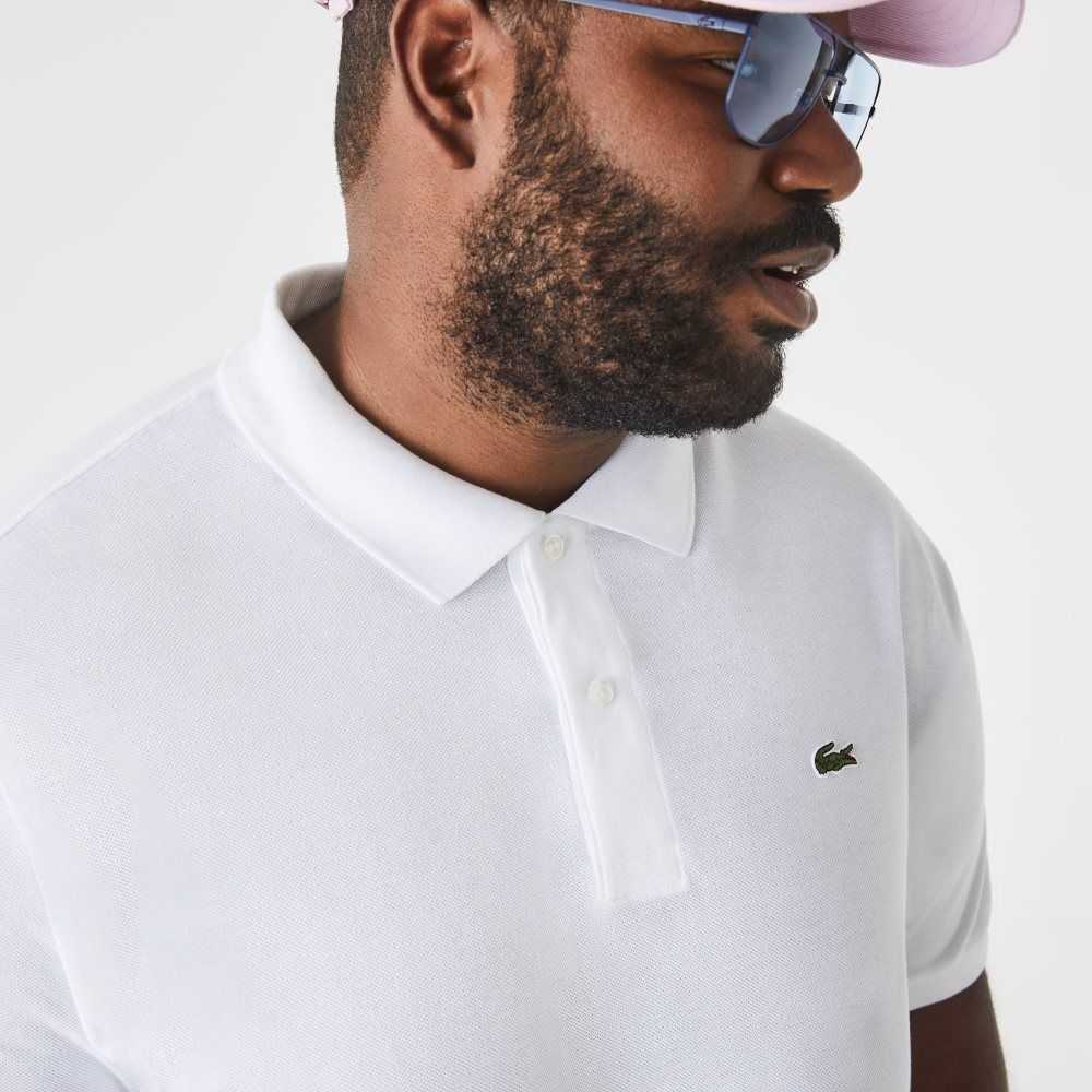 Lacoste Big Fit Bomull Petit Pique Hvite | 4153-AGFPX