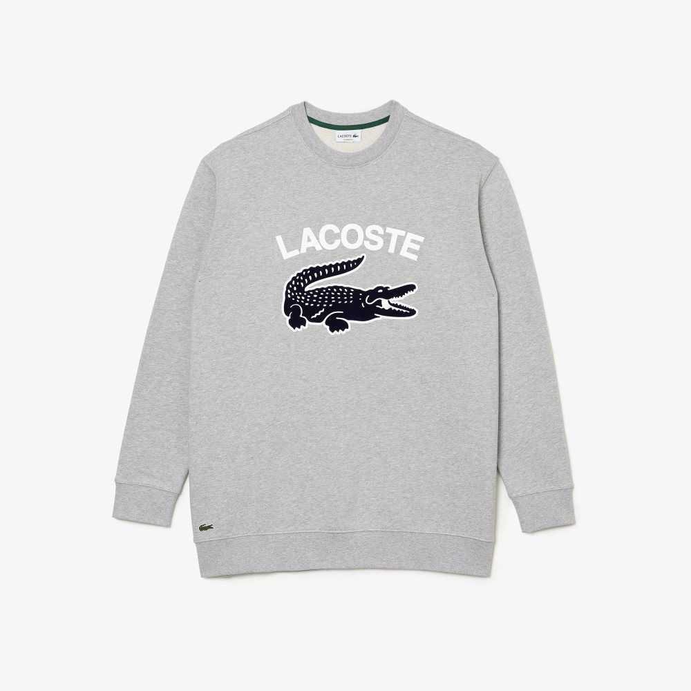 Lacoste Big Fit Crocodile Print Crew Neck Grå | 4563-VXKEZ