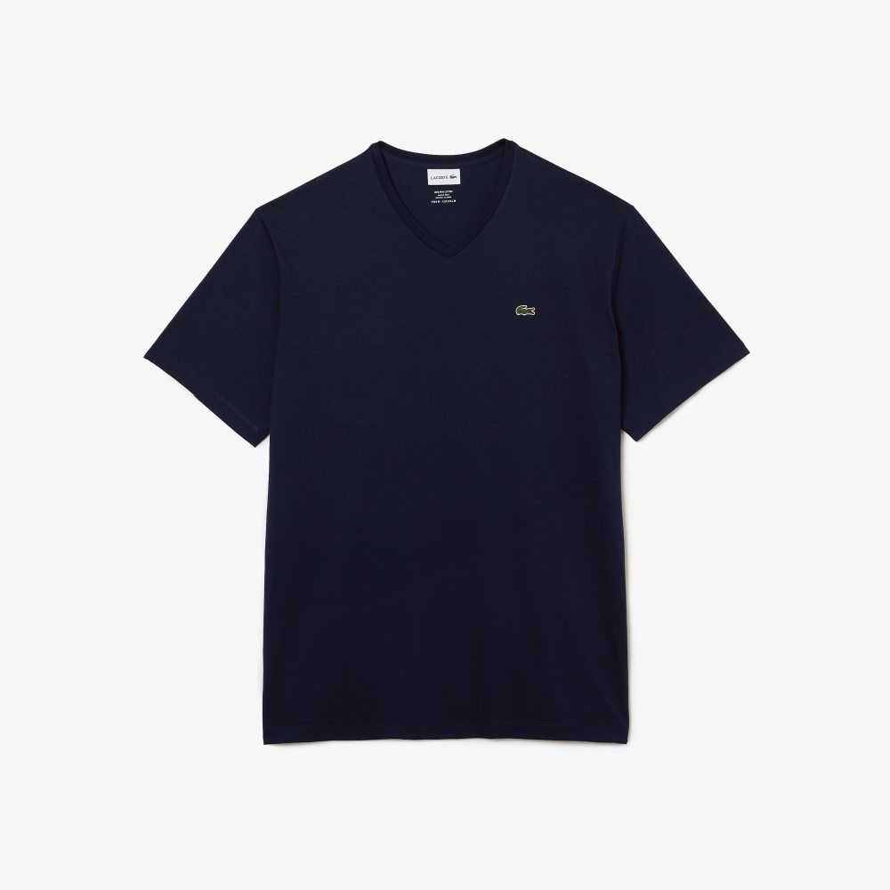 Lacoste Big Fit V-Neck Jersey Marineblå Blå | 5746-RQUTC