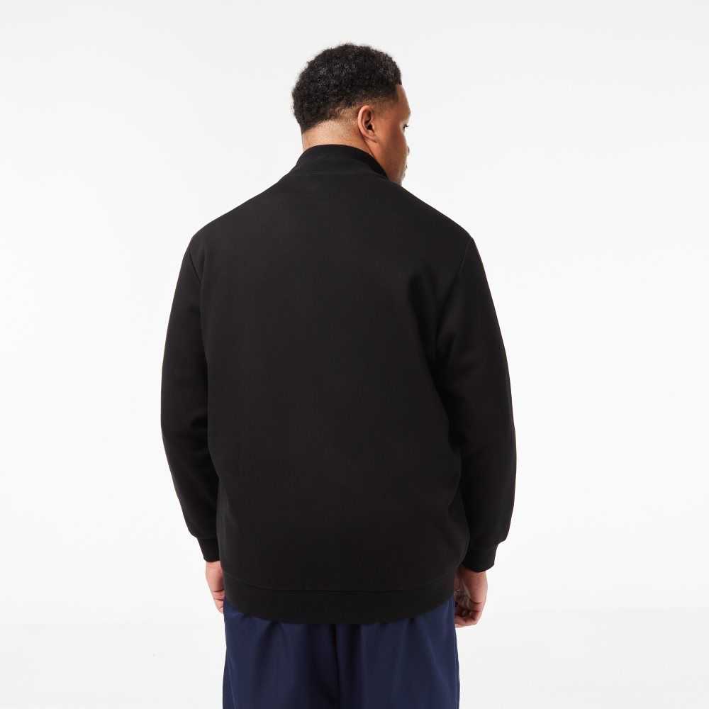 Lacoste Big Fit Zipped Bomull Fleece Svarte | 9261-QENSL