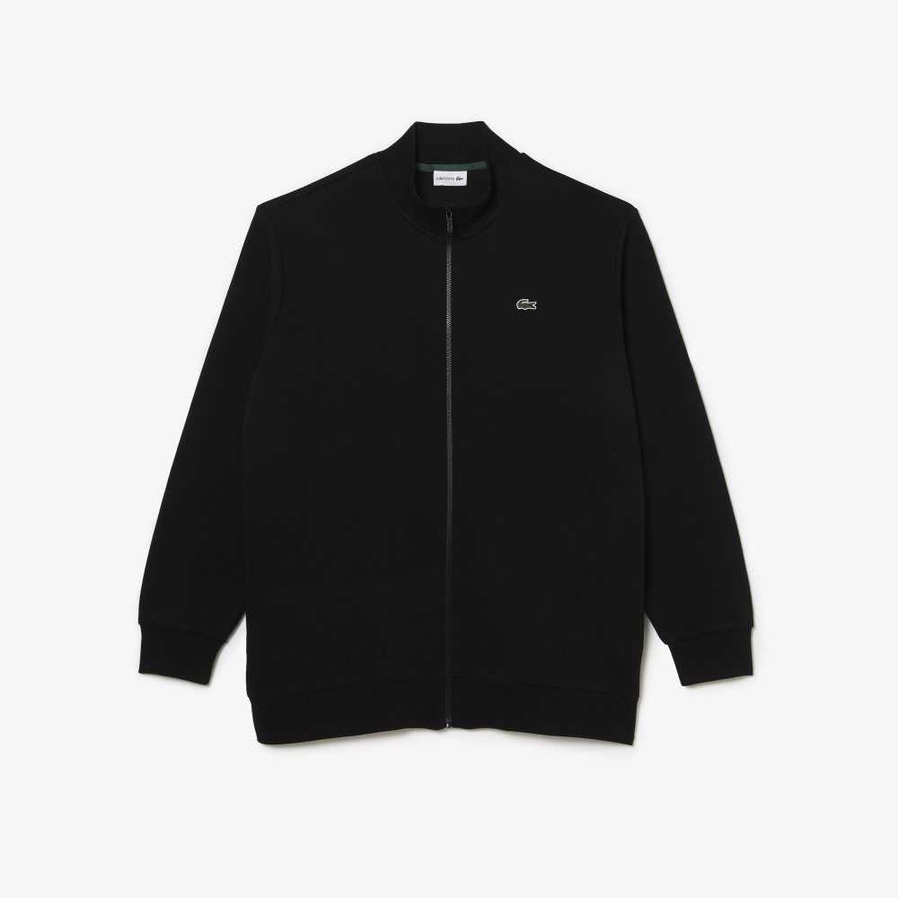 Lacoste Big Fit Zipped Bomull Fleece Svarte | 9261-QENSL