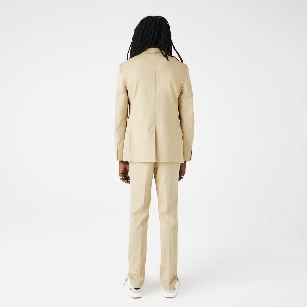 Lacoste Bomull And Linen Blend Plissert Blazer Beige | 6873-LTAQH