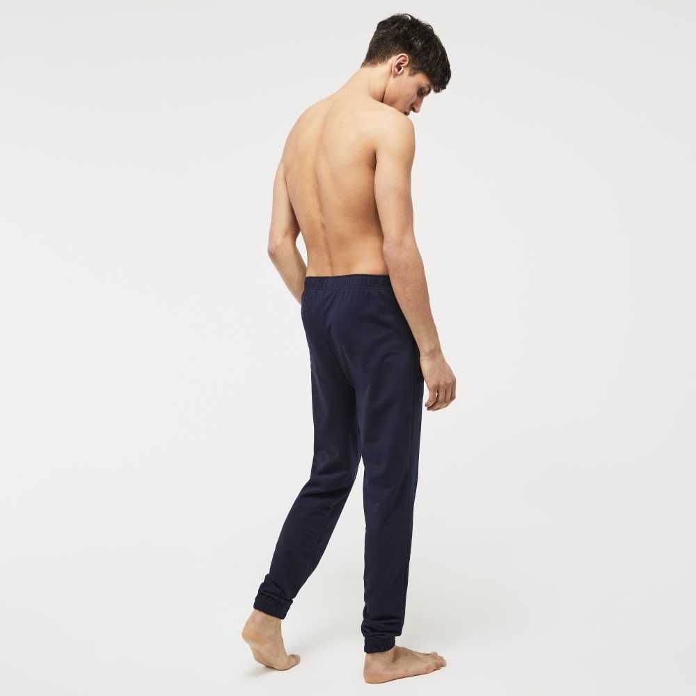 Lacoste Bomull Fleece Lounge Joggers Marineblå Blå | 8710-FTWDY