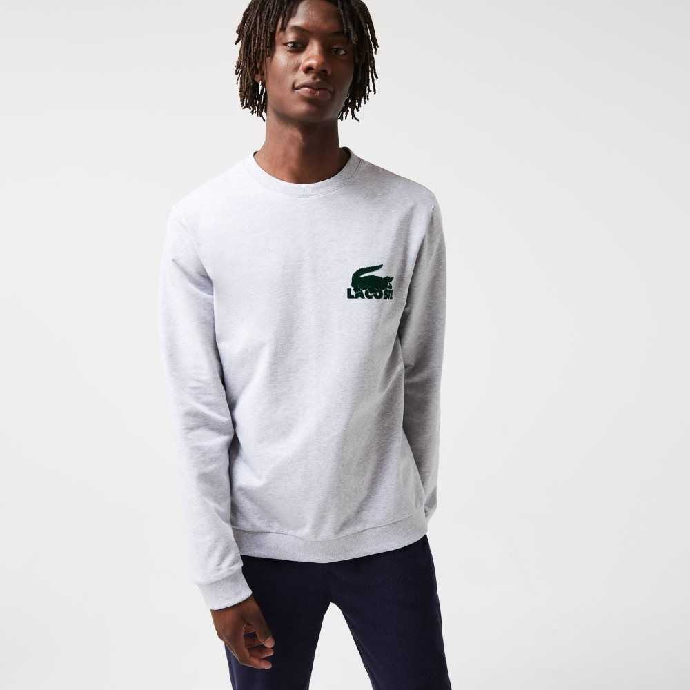 Lacoste Bomull Fleece Lounge Sweatshirt Grå Grønn | 3016-NHPDE