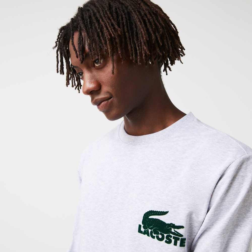 Lacoste Bomull Fleece Lounge Sweatshirt Grå Grønn | 3016-NHPDE