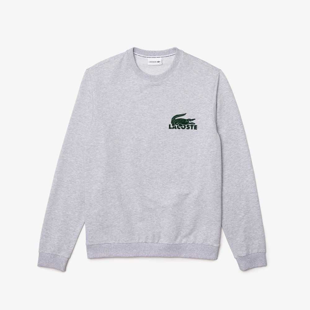 Lacoste Bomull Fleece Lounge Sweatshirt Grå Grønn | 3016-NHPDE