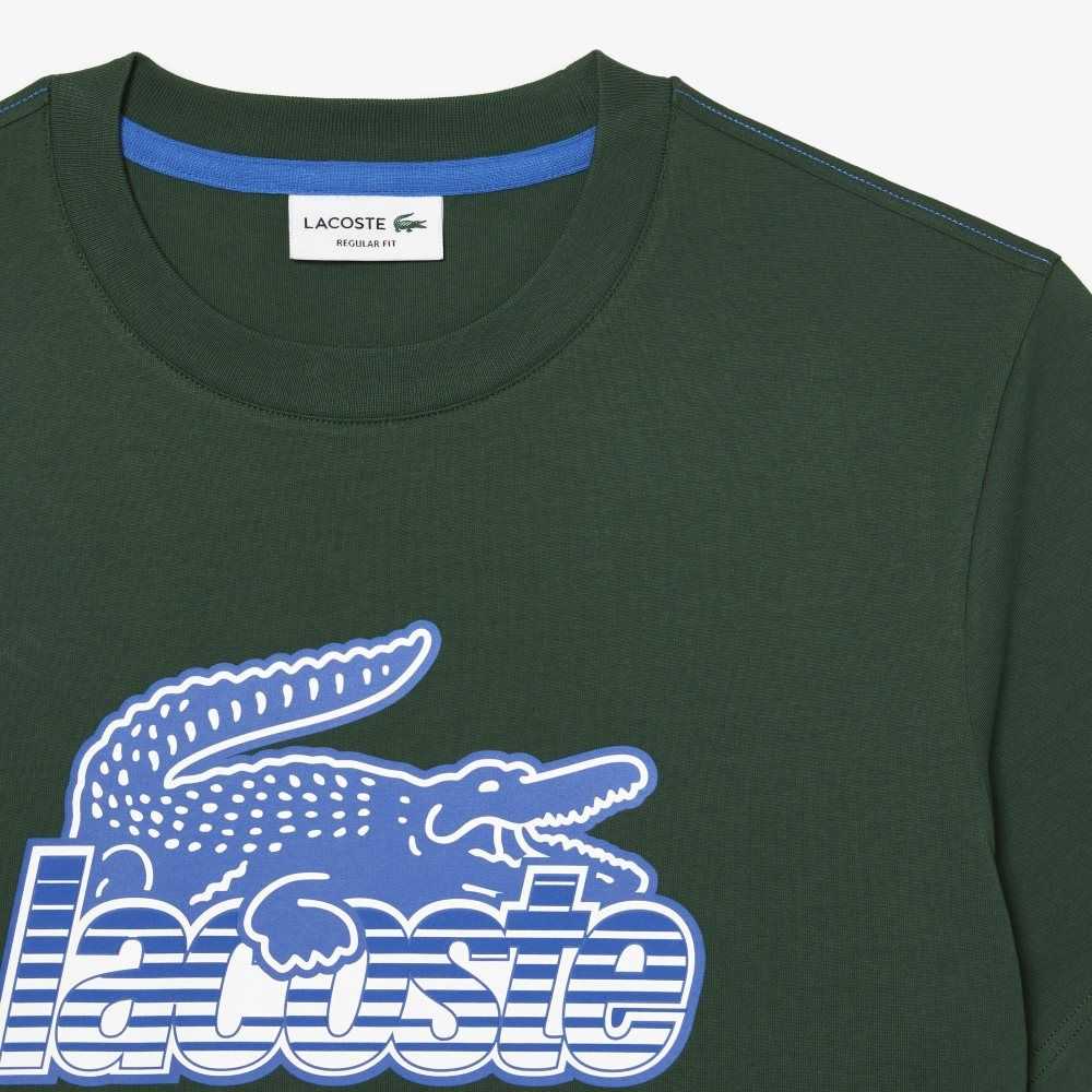 Lacoste Bomull Jersey Print Grønn | 7801-JIUWN