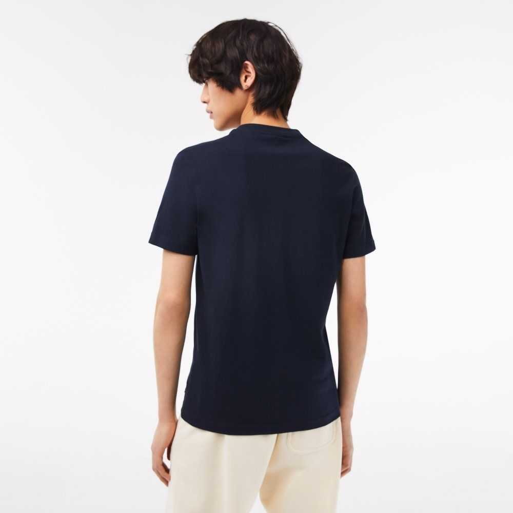 Lacoste Bomull Jersey Print T-Shirt Marineblå Blå | 1609-ACUKD