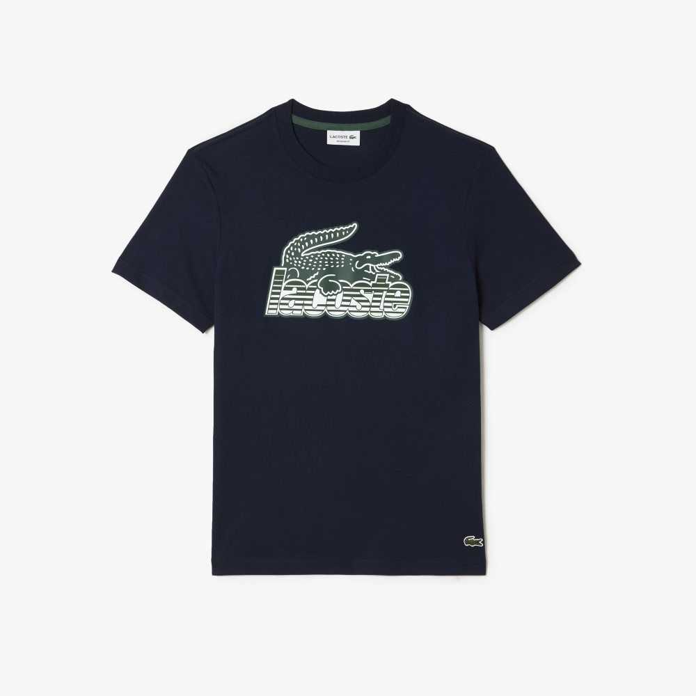 Lacoste Bomull Jersey Print T-Shirt Marineblå Blå | 1609-ACUKD