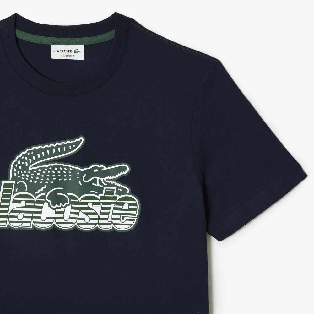 Lacoste Bomull Jersey Print T-Shirt Marineblå Blå | 1609-ACUKD