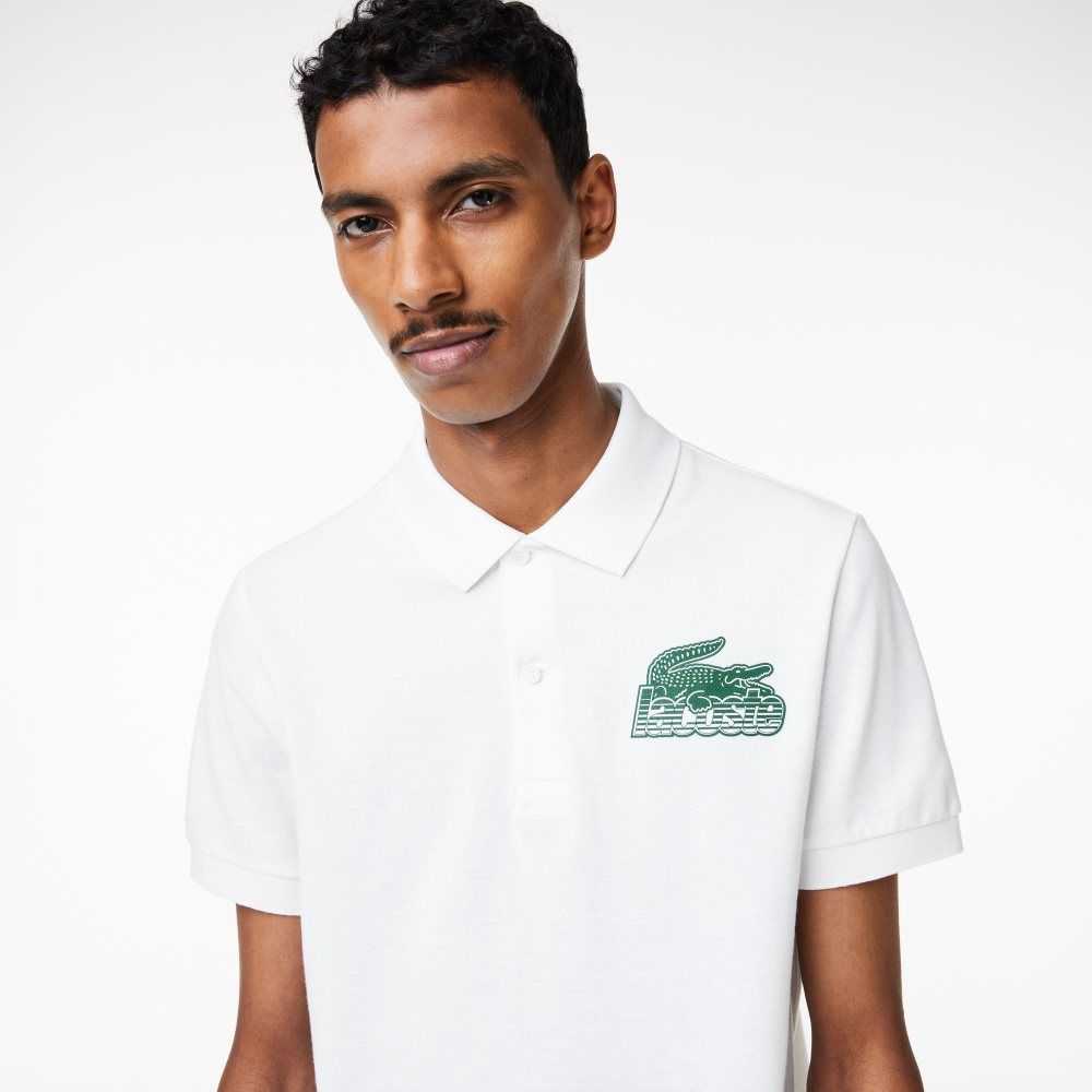 Lacoste Bomull Mini-Pique Hvite | 6807-XGBJI