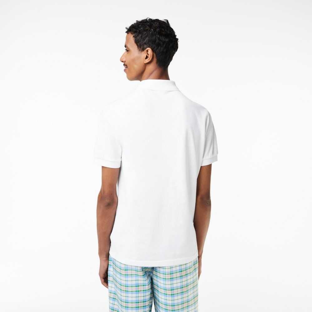 Lacoste Bomull Mini-Pique Hvite | 6807-XGBJI