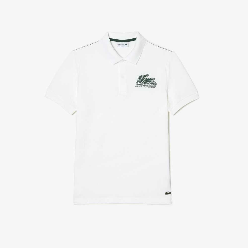 Lacoste Bomull Mini-Pique Hvite | 6807-XGBJI