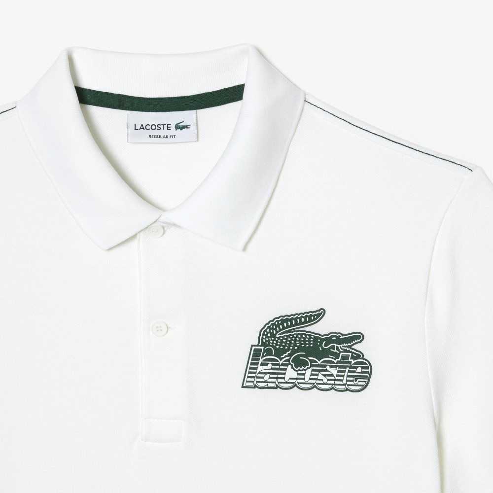 Lacoste Bomull Mini-Pique Hvite | 6807-XGBJI