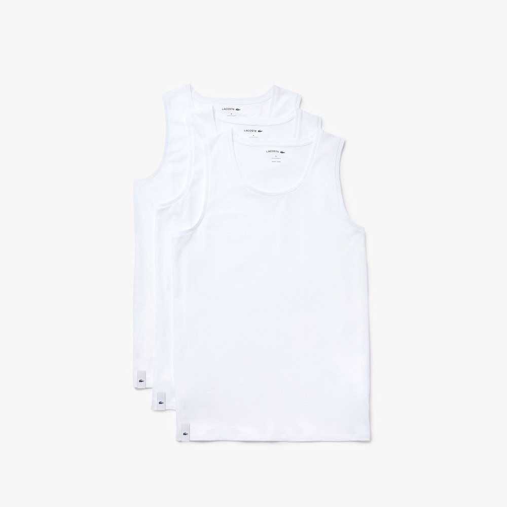 Lacoste Bomull Tank Top 3-Pack Hvite | 1294-RCGOZ