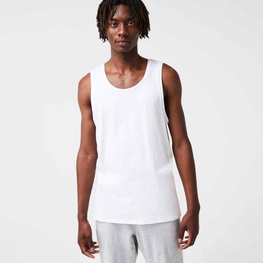 Lacoste Bomull Tank Top 3-Pack Hvite | 1294-RCGOZ