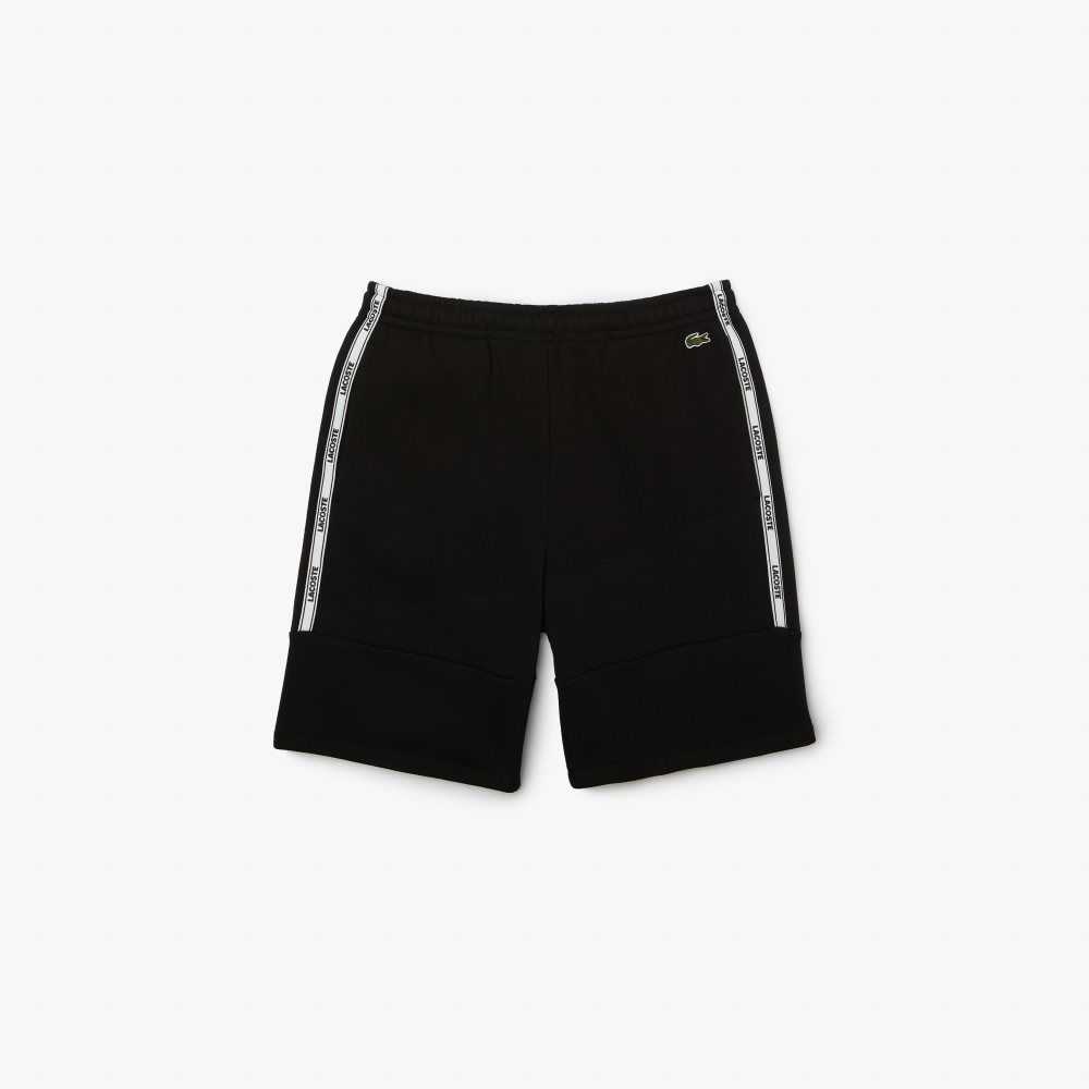 Lacoste Branded Bands Bomull Fleece Blend Shorts Svarte | 4958-PLKTV