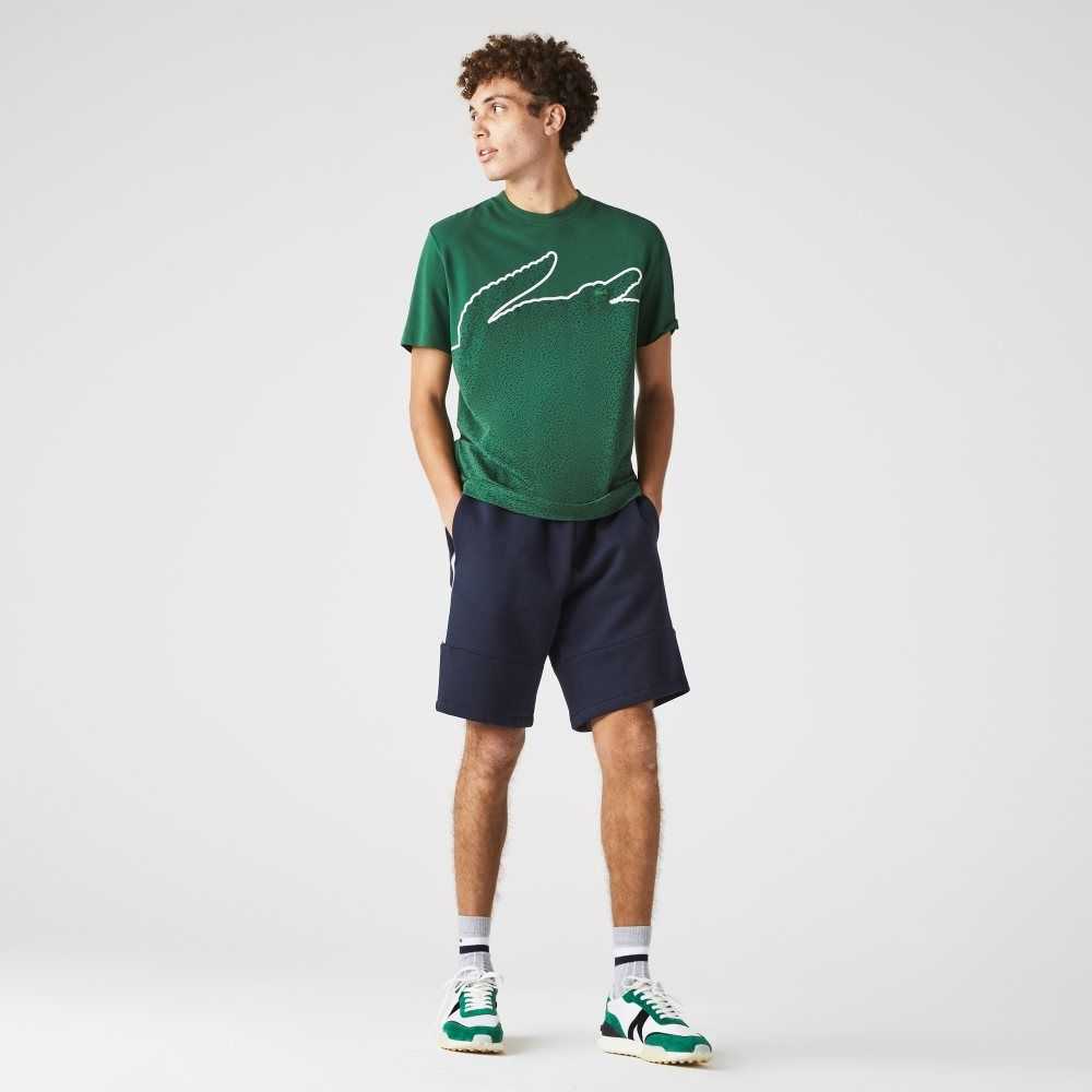 Lacoste Branded Bands Bomull Fleece Blend Shorts Marineblå Blå | 5897-QGPYX