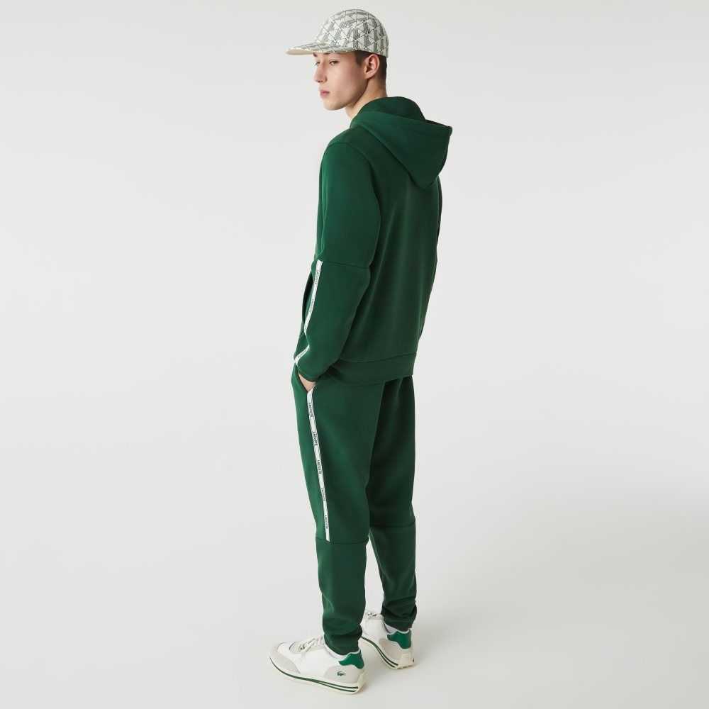 Lacoste Branded Bands Zippered Fleece Hoodie Grønn | 8760-FLOCG