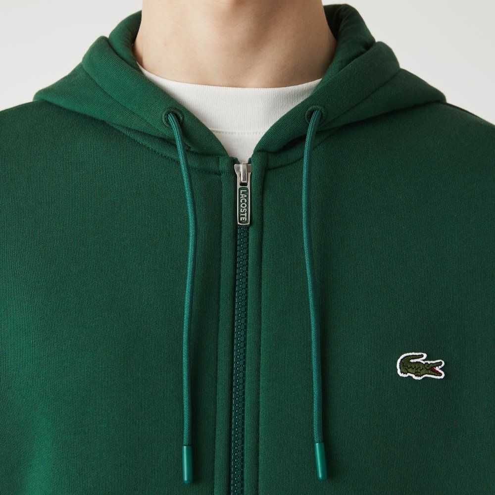 Lacoste Branded Bands Zippered Fleece Hoodie Grønn | 8760-FLOCG