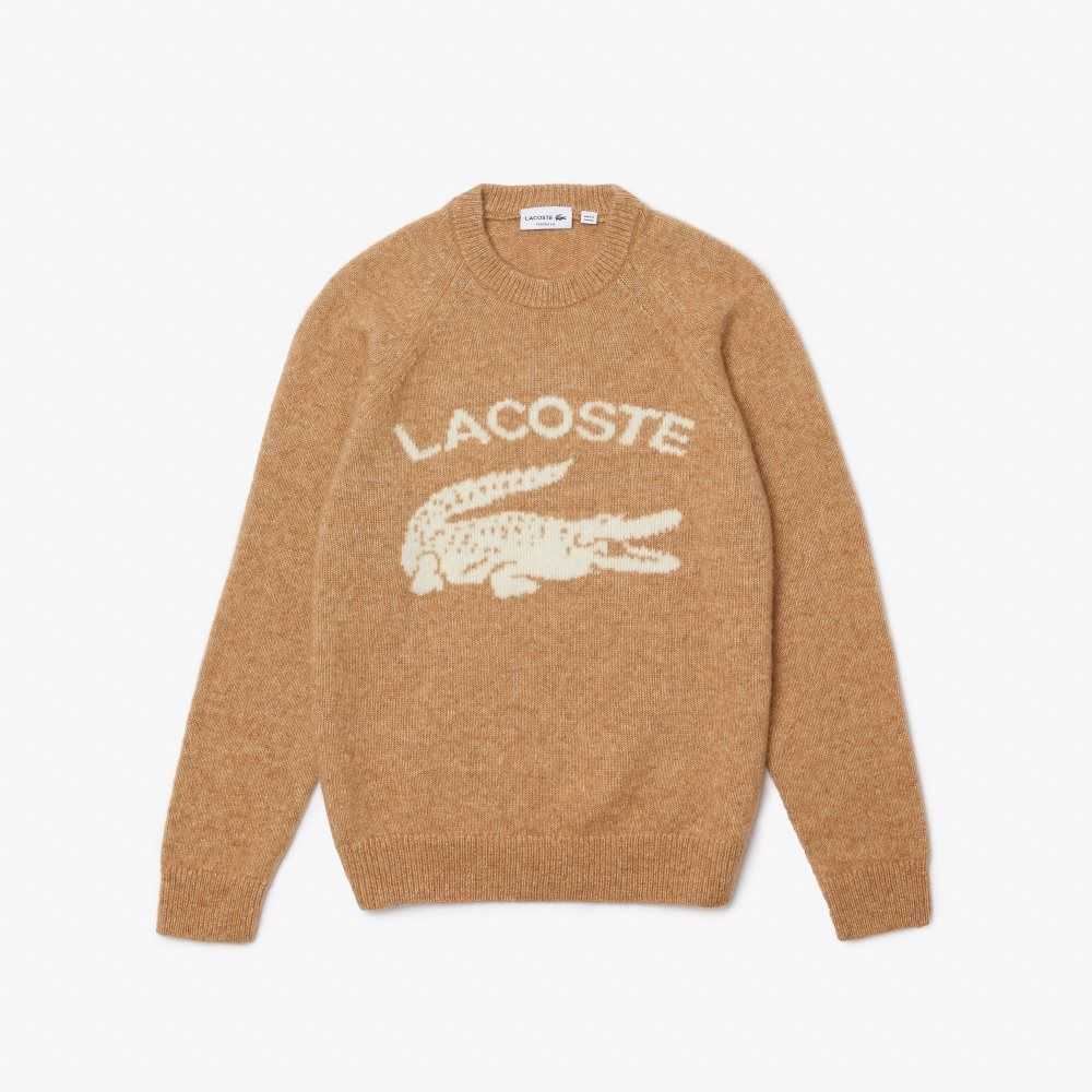 Lacoste Branded Contrast Crocodile Blend Alpaca Beige Hvite | 6970-CYUBL